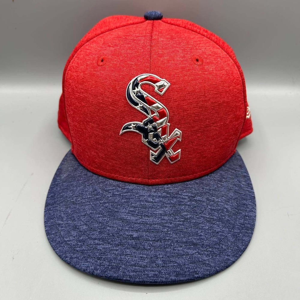 Chicago White Sox MLB Hat Men 7 3/8 Red Blue 59Fifty New Era Fitted Cap